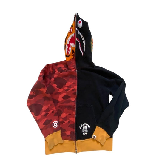 BAPE Color Camo Tiger Shark Full Zip Hoodie Red